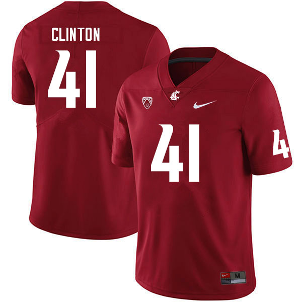 Washington State Cougars #41 Dylan Clinton College Football Jerseys Sale-Crimson